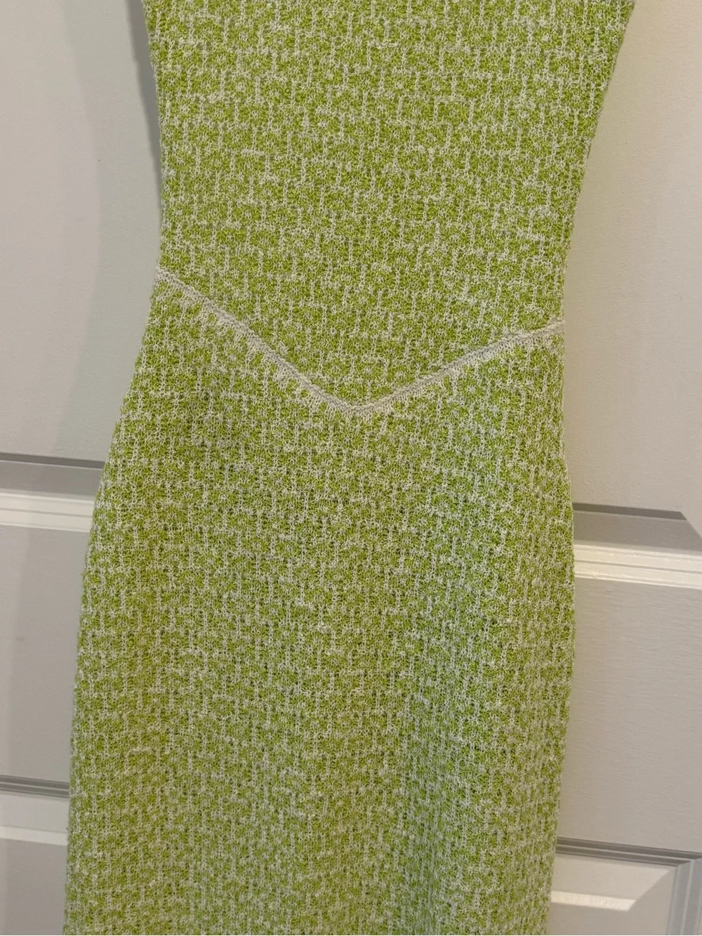 Free People Beach Lime Green Knit Low Tie Back Dress With Front Slit Size Small - Picture 4 of 12